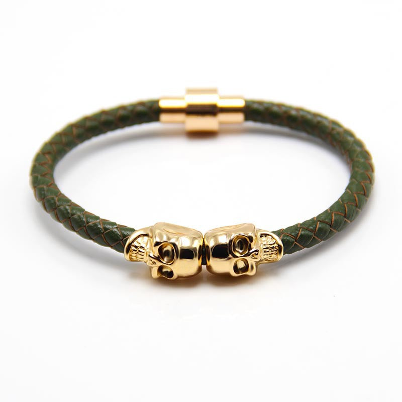 Wholesale Punk Style Skull Leather Men's Bracelet
